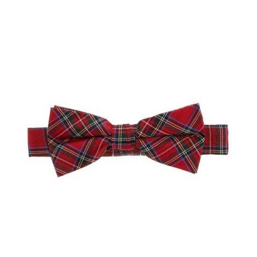 Accessories * | Outlet Class Club Boys Plaid Bow Tie Red