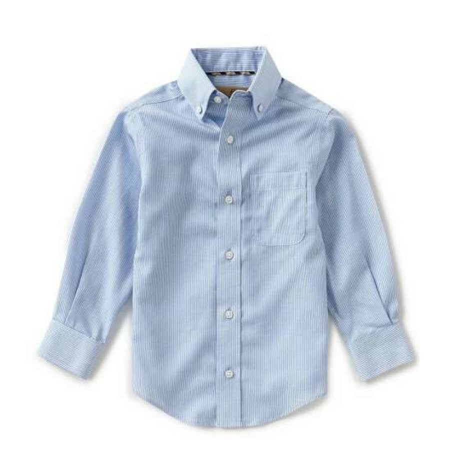 Kids * | Best Pirce Class Club Gold Label Little Boys 2T-7 Long-Sleeve Non-Iron Micro Stripe Button-Front Shirt Blue