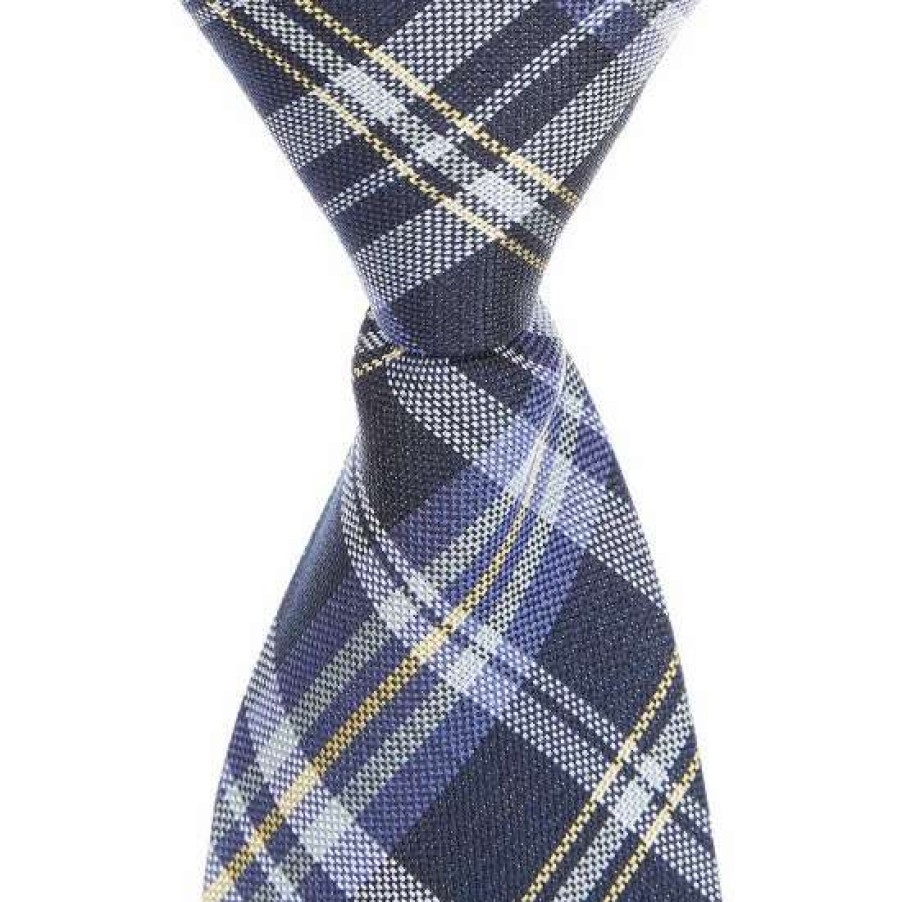 Kids * | Best Pirce Class Club Boys 14#Double; Zipper Plaid Tie Navy