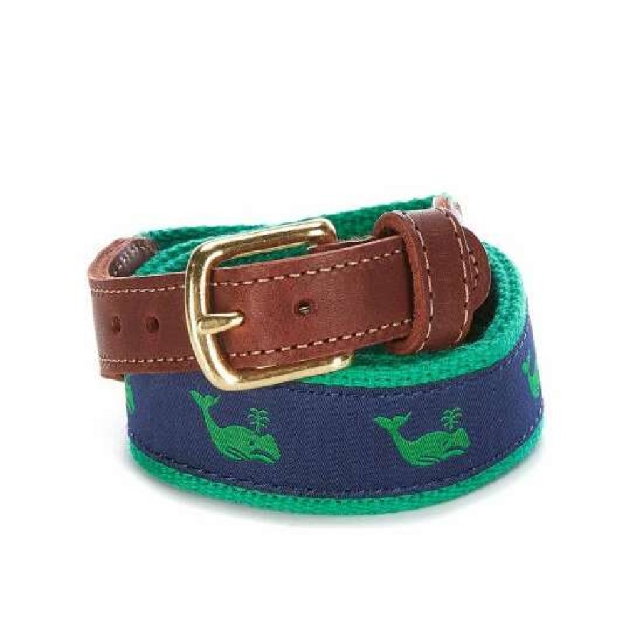 Accessories * | Cheapest Class Club Boys Whales Twill Belt Green