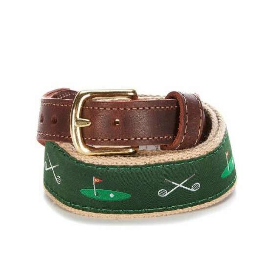 Accessories * | New Class Club Boys 18Th Hole Twill Belt Khaki