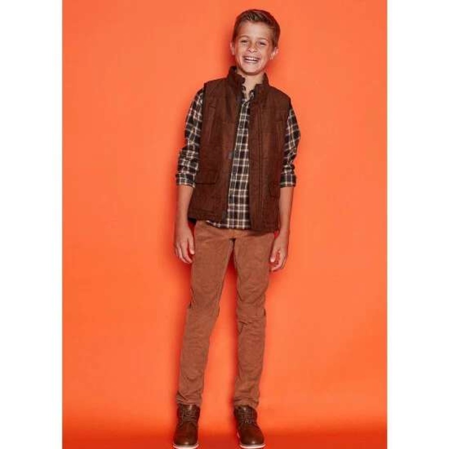 Kids * | Cheapest Class Club Big Boys 8-20 Plaid Flannel Long Sleeve Button Down Shirt Black