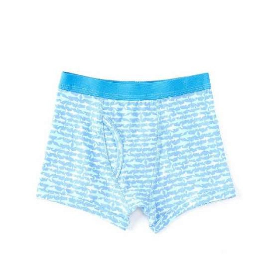 Kids * | Cheapest Adventure Wear By Class Club Little Boys 2-5 Shark Print Boxer Briefs Light Blue