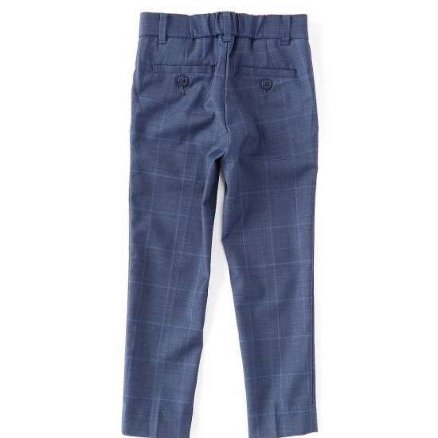 Kids * | Best Deal Class Club Little Boys 3T-7 Window Pane Plaid Dress Pants Blue