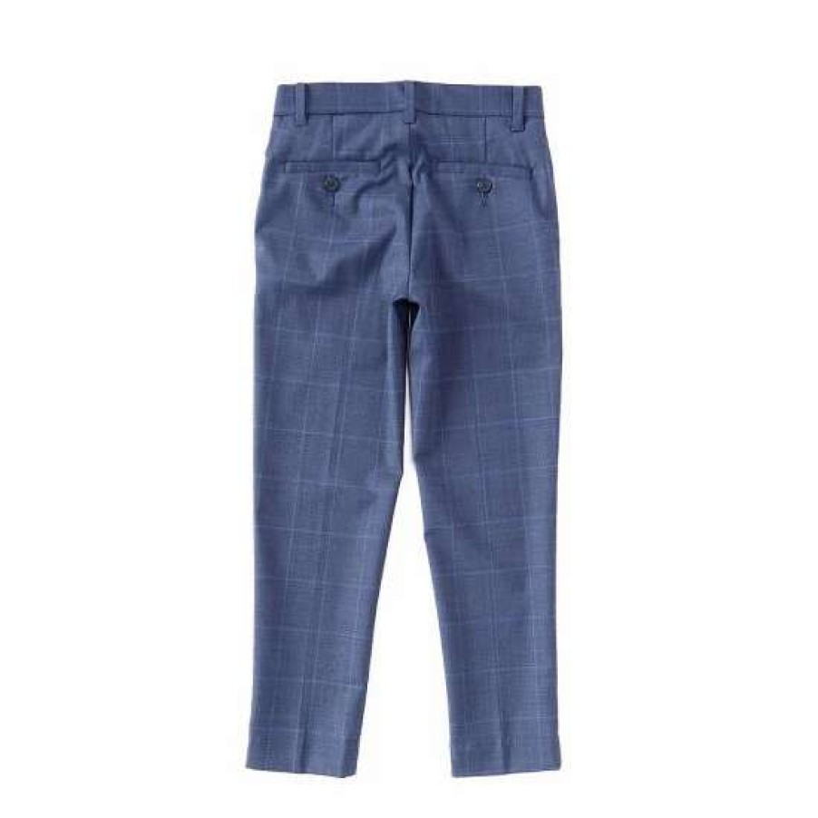 Kids * | New Class Club Big Boys 8-20 Window Pane Plaid Dress Pants Blue