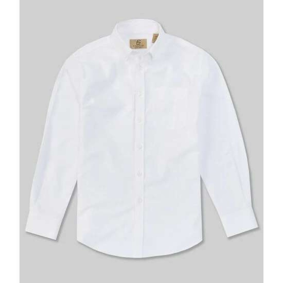 Kids * | Brand New Class Club Gold Label Big Boys 10-18 Long-Sleeve Husky Fit Dress Shirt White