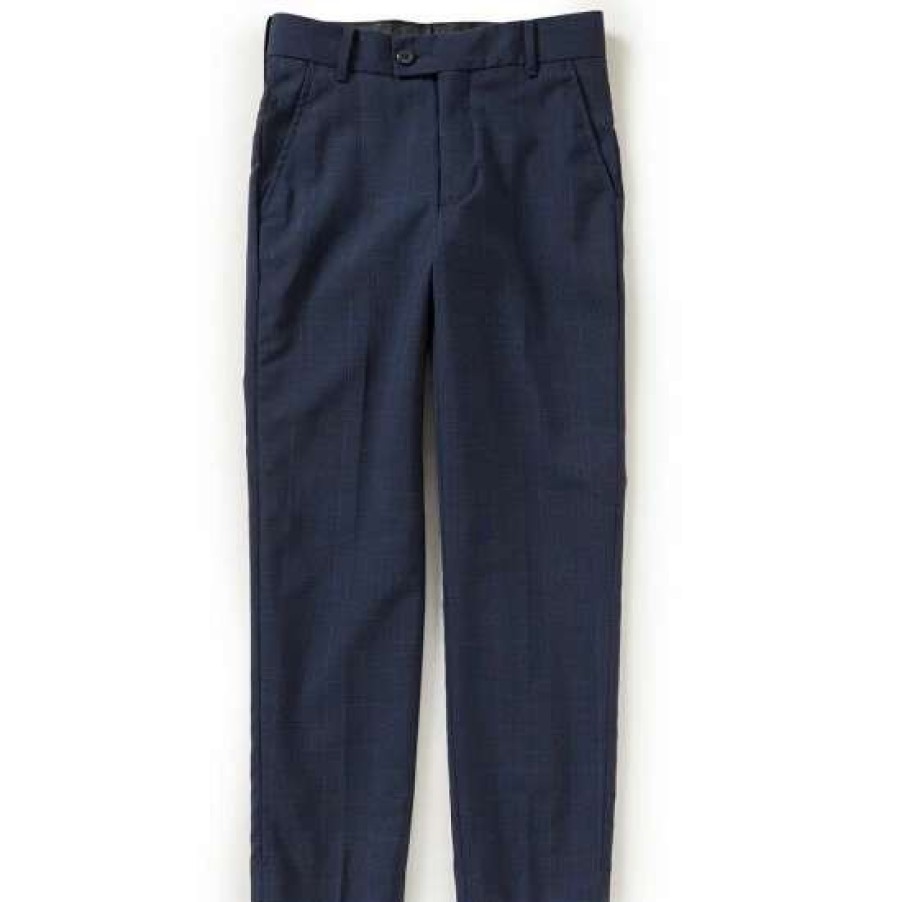 Kids * | Outlet Class Club Gold Label Big Boys 8-20 Glen Plaid Pants Navy