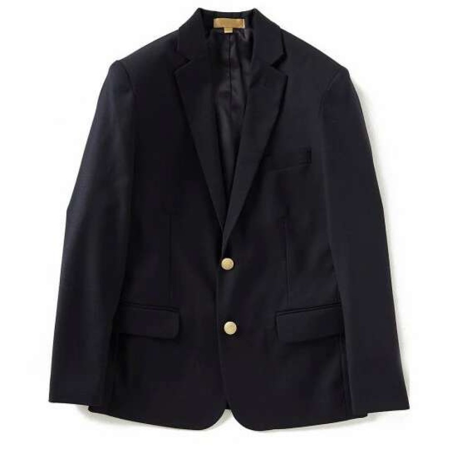 Kids * | Brand New Class Club Gold Label Big Boy 10-18 Husky Fit Brass Button Blazer Navy