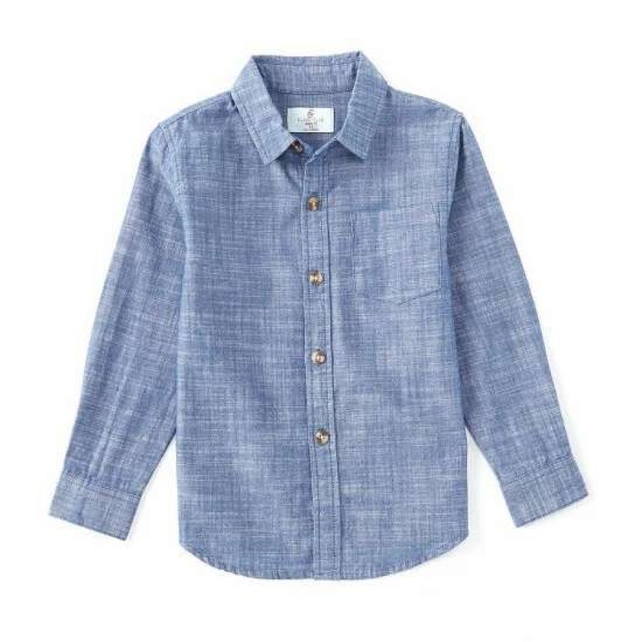 Kids * | Best Sale Class Club Little Boys 2T-7 Long Sleeve Sportswear Shirt Denim