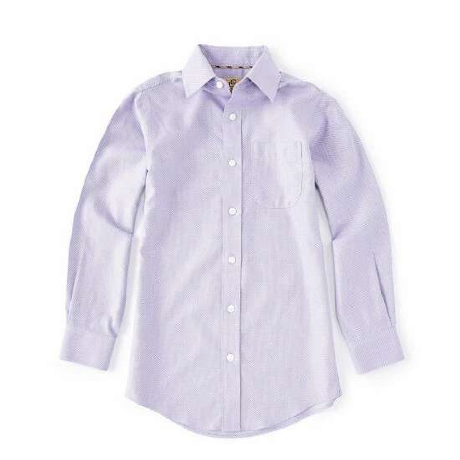 Kids * | Flash Sale Class Club Gold Label Big Boys 8-20 Long-Sleeve Non-Iron Textured Dress Shirt Purple