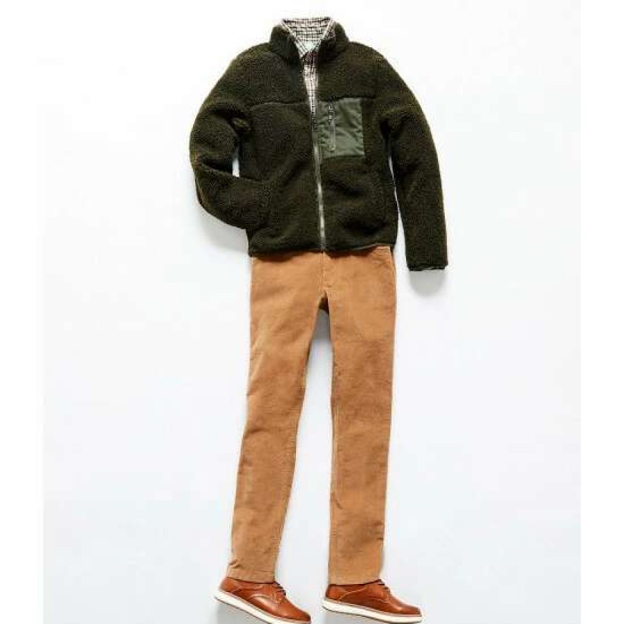 Kids * | New Class Club Big Boys 8-20 Sherpa Front Zip Jacket Olive