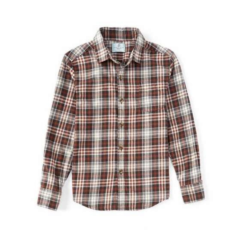 Kids * | Buy Class Club Big Boys 8-20 Plaid Flannel Long Sleeve Button Down Shirt Rust