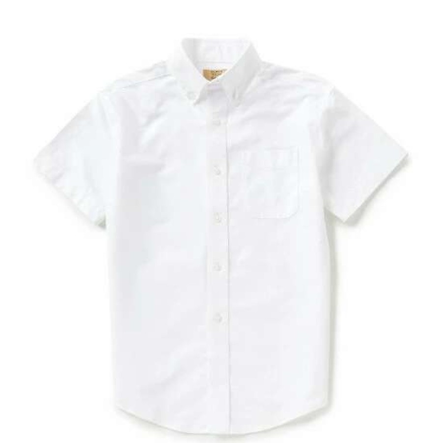 Kids * | Promo Class Club Gold Label Big Boys 8-20 Short-Sleeve Oxford Shirt White