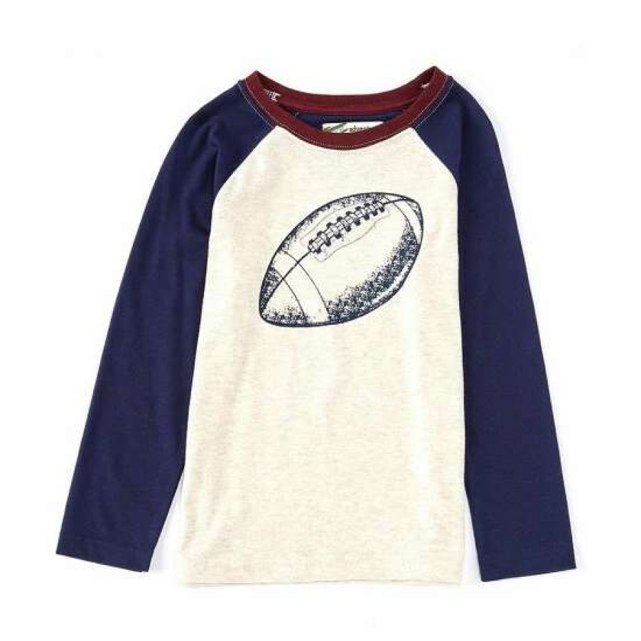 Kids * | Flash Sale Adventure Wear By Class Club Little Boys 2T-6 Colorblock Football Long Sleeve Tee Oatmeal Heather