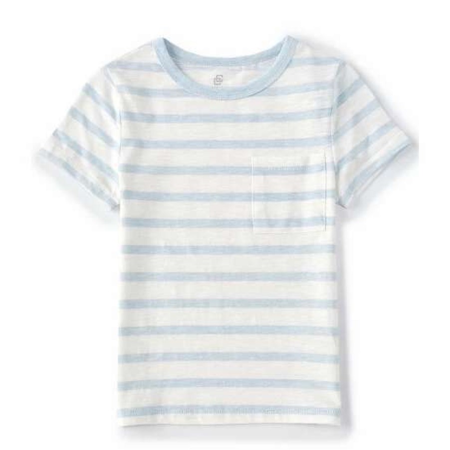 Kids * | Promo Class Club Big Boys 8-20 Short Sleeve Striped Crew Neck Tee Baby Blue