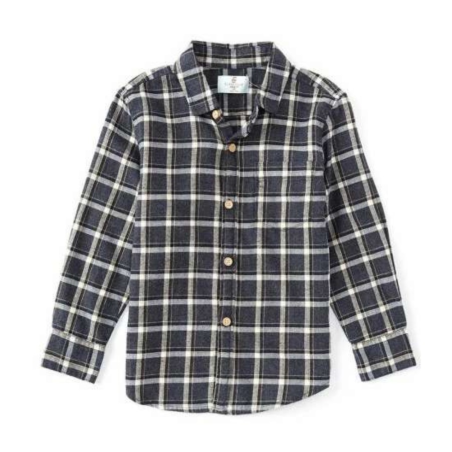 Kids * | Cheap Class Club Little Boys 2T-7 Long Sleeve Flannel Plaid Button Front Shirt Blue Heather