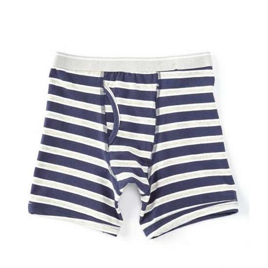 Kids * | Hot Sale Class Club Big Boys 8-20 Yarn Dyed Stripe Fly Boxer Briefs Navy