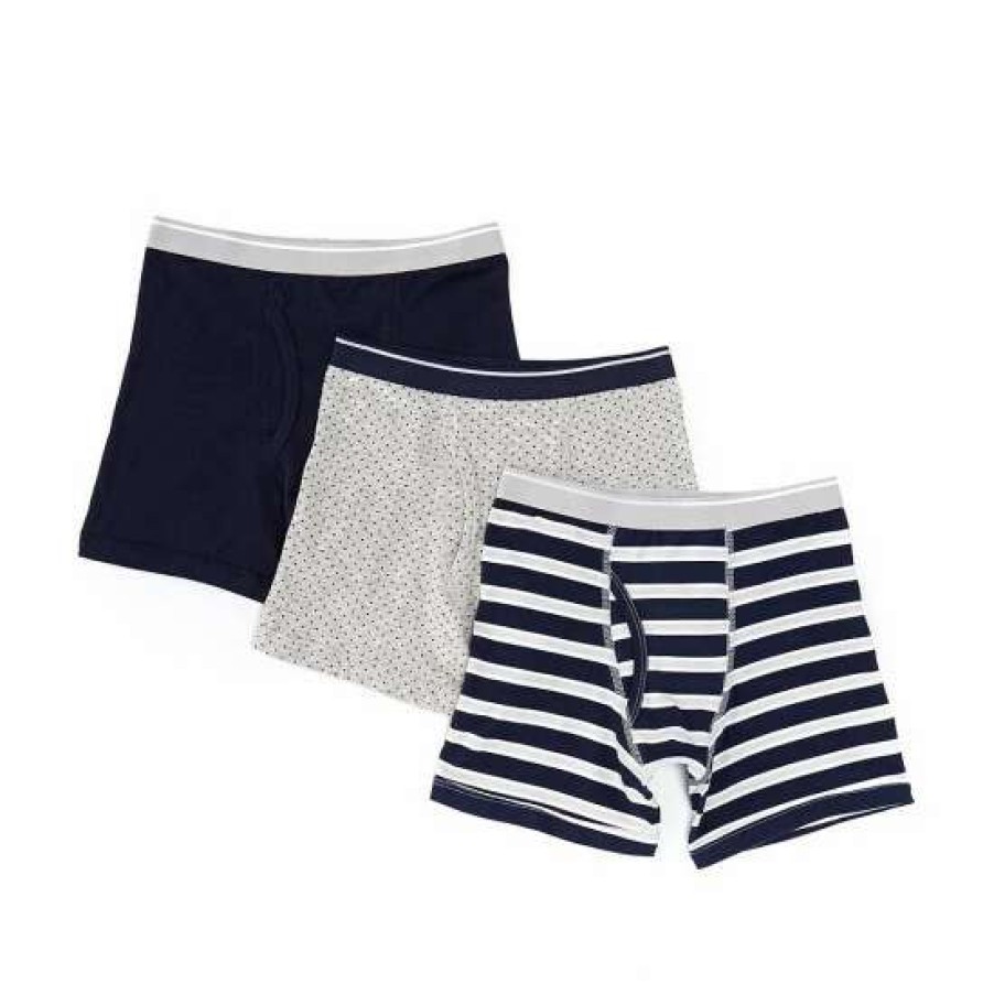 Kids * | New Class Club Big Boys 6-20 Performance 3-Pack Boxer Briefs Navy/Gray/Ivory