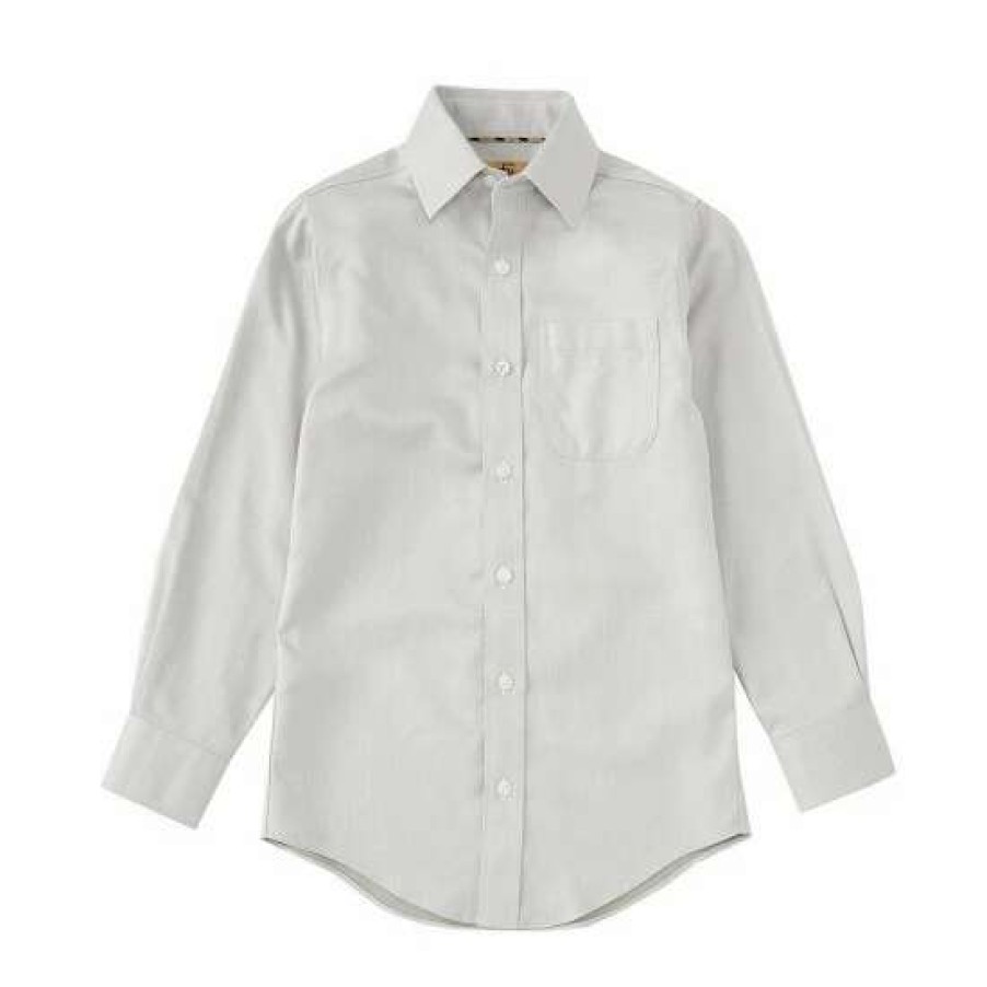 Kids * | Best Sale Class Club Gold Label Big Boys 8-20 Herringbone Sport Shirt Grey