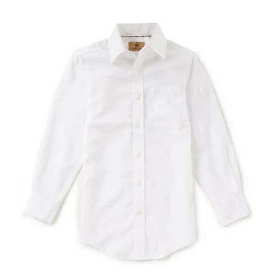 Kids * | Buy Class Club Gold Label Big Boys 8-20 Non-Iron Textured Button-Front Dress Shirt White