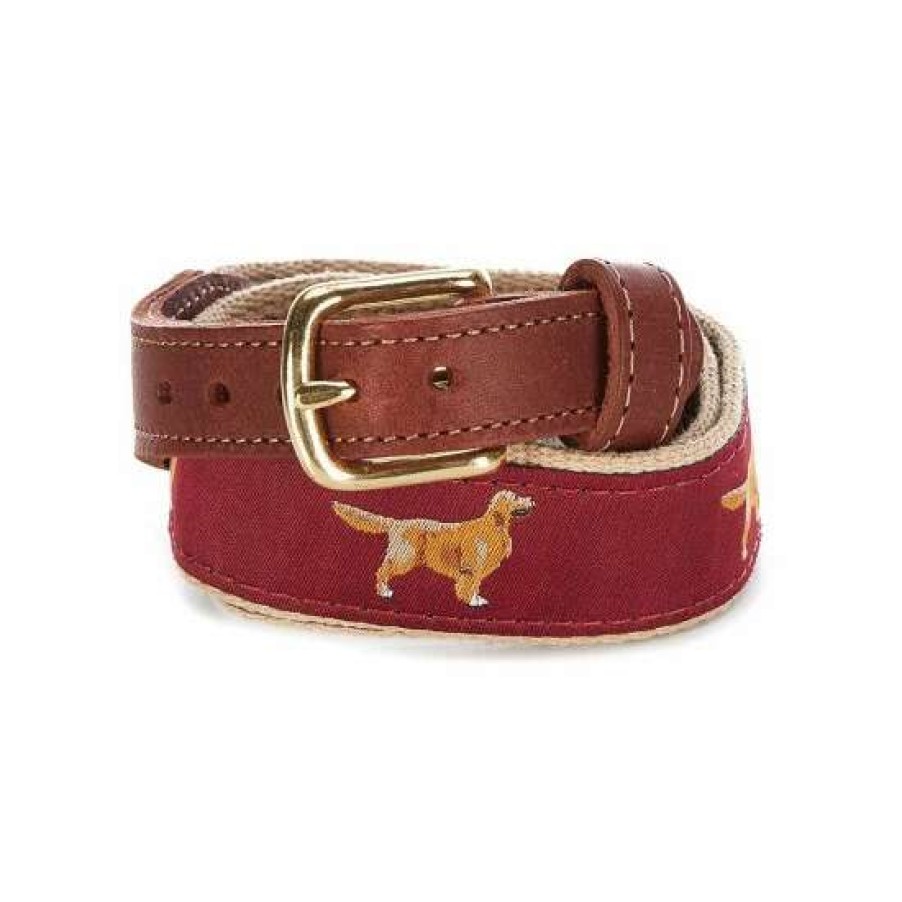 Accessories * | Wholesale Class Club Boys Golden Retriever Twill Belt Khaki