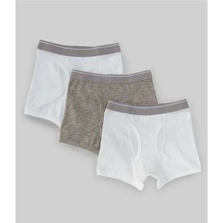 Kids * | Outlet Class Club Little Boys 2T-5T 3-Pack Boxer Briefs White/Gray