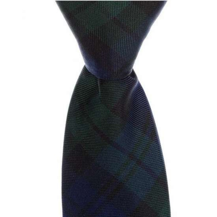 Accessories * | New Class Club Boys Blackwatch Plaid 14#Double; Zipper Tie Navy