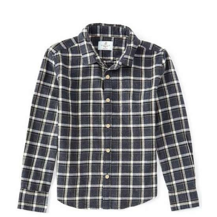 Kids * | Brand New Class Club Big Boys 8-20 Flannel Plaid Button Front Shirt Blue Heather