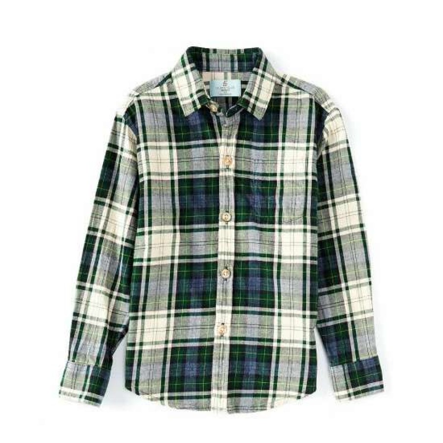 Kids * | Buy Class Club Little Boys 2T-7 Plaid Flannel Long Sleeve Button Down Shirt