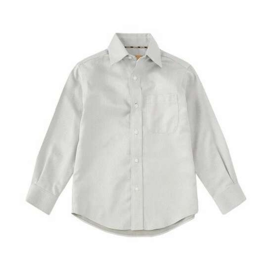 Kids * | Brand New Class Club Gold Label Little Boys 2T-7 Herringbone Non-Iron Sport Shirt Grey