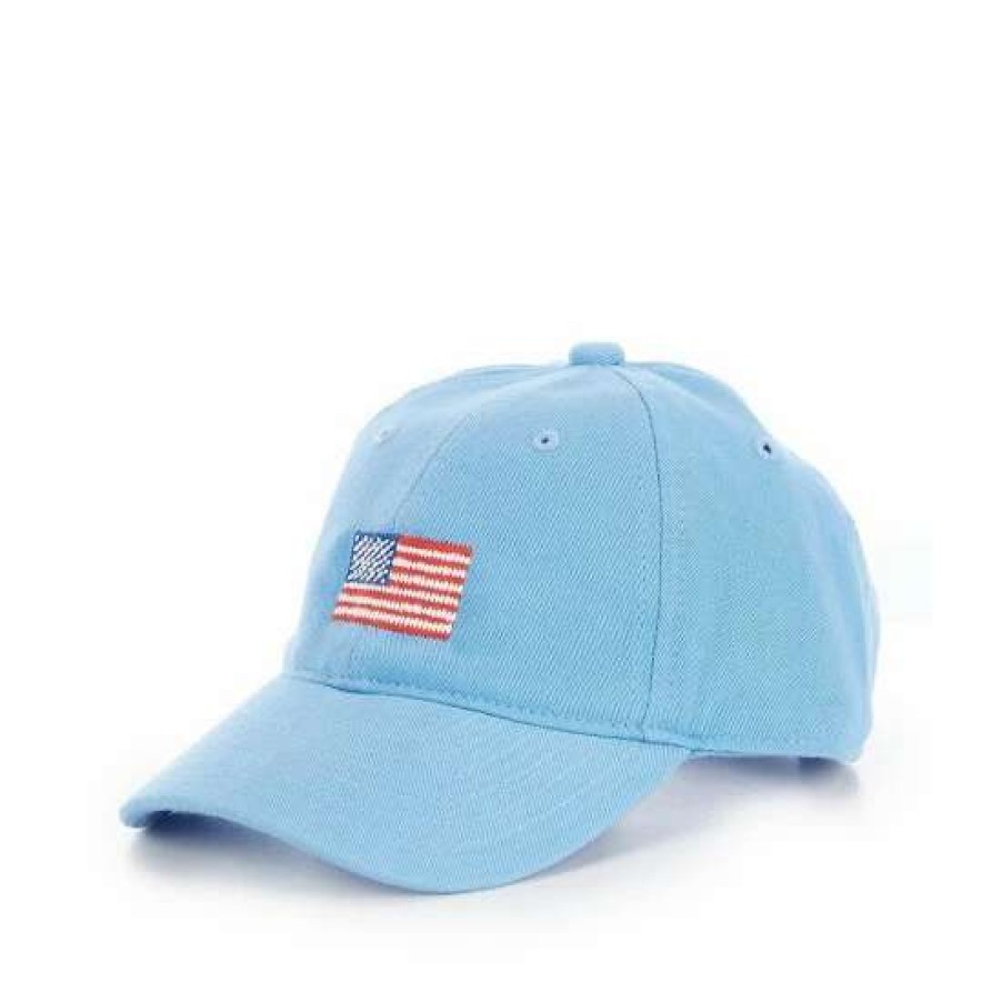 Accessories * | Budget Class Club Boys American Flag Embroidered Twill Hat Light Blue