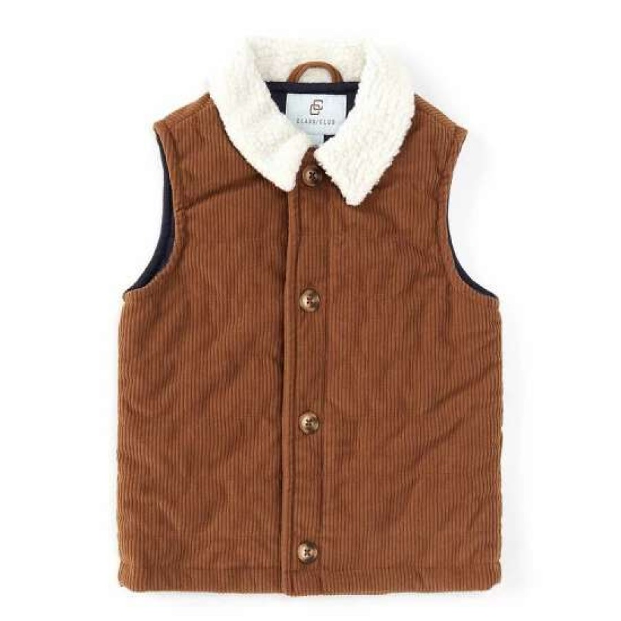 Kids * | Budget Class Club Little Boys 2T-7 Corduroy Sherpa Collared Vest Brown