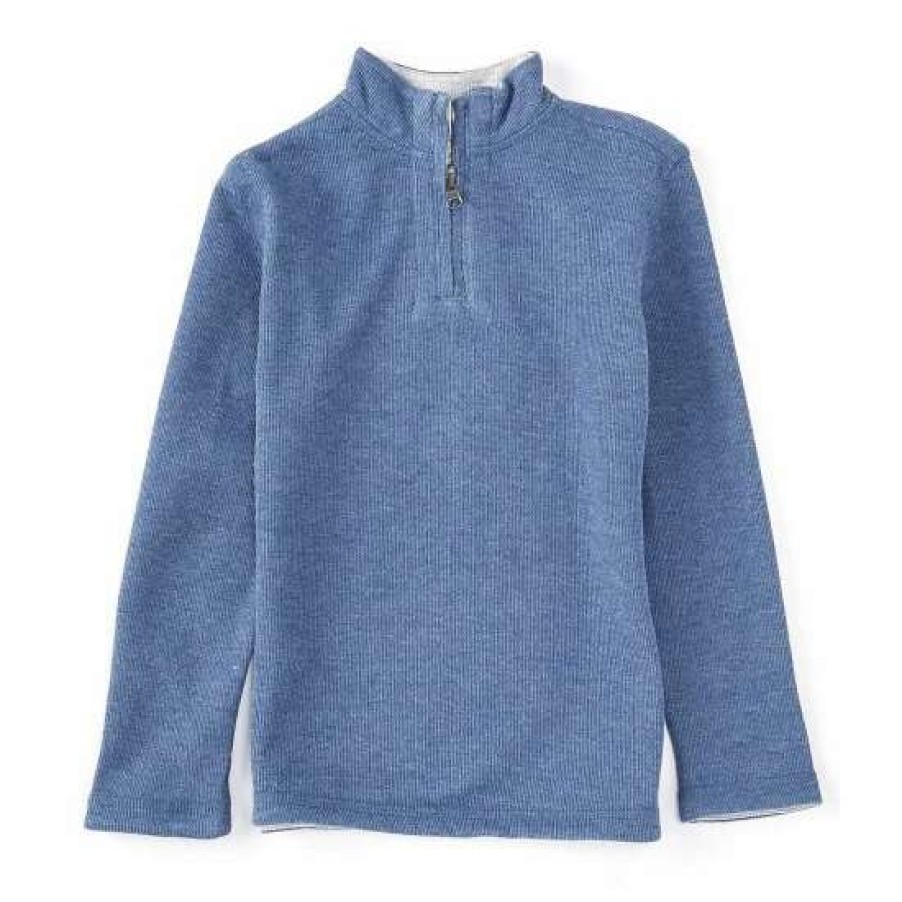 Kids * | Top 10 Class Club Little Boys 2T-7 Quarter Zip Reversible Flat Back Ribbed Pullover