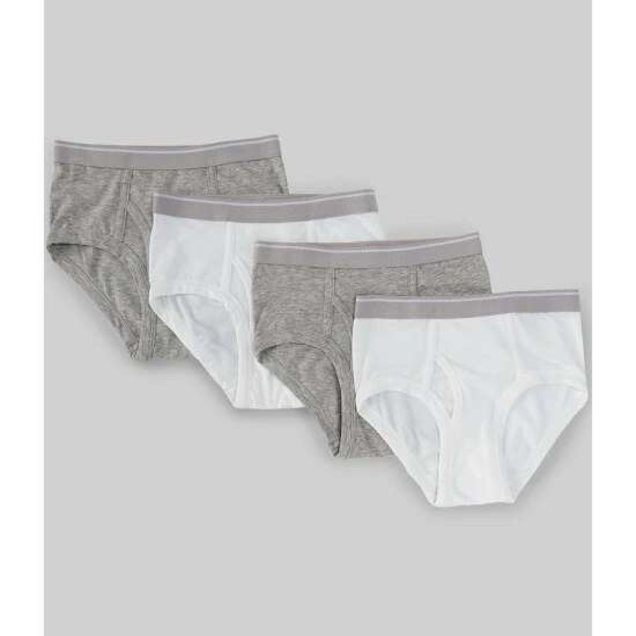 Kids * | Hot Sale Class Club Big Boys 6-20 4-Pack Briefs White/Gray